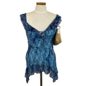 Kimchi Blue‎ Y2K Regencycore Paisley Mesh Blouse Women SP Ruffle Fairycore NEW